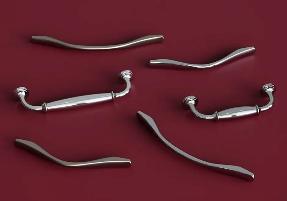 Poignée de meuble nœud Ruis effet chromé gris l.148mm x l.20mm x H. 38mm entraxe 128mm-GoodHome Discount