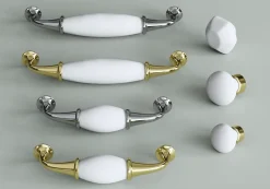 Poignée de meuble nœud Porcelaine Vras blanc 96mm-GoodHome Sale