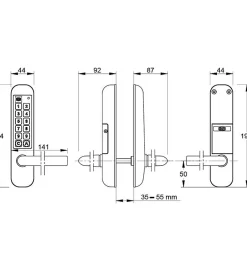 Poignée électronique serrure à code Easykey DOM serrure inox porte intérieure 45 mm sans clé^Autres Clearance
