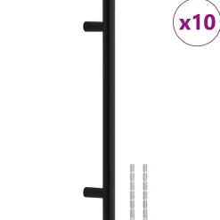 Poignées d armoire 10 pcs noir 160 mm acier inoxydable-Vidaxl Clearance