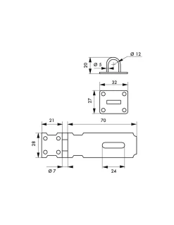Porte cadenas, acier, fermeture de coffres et portes, 75mm --Thirard