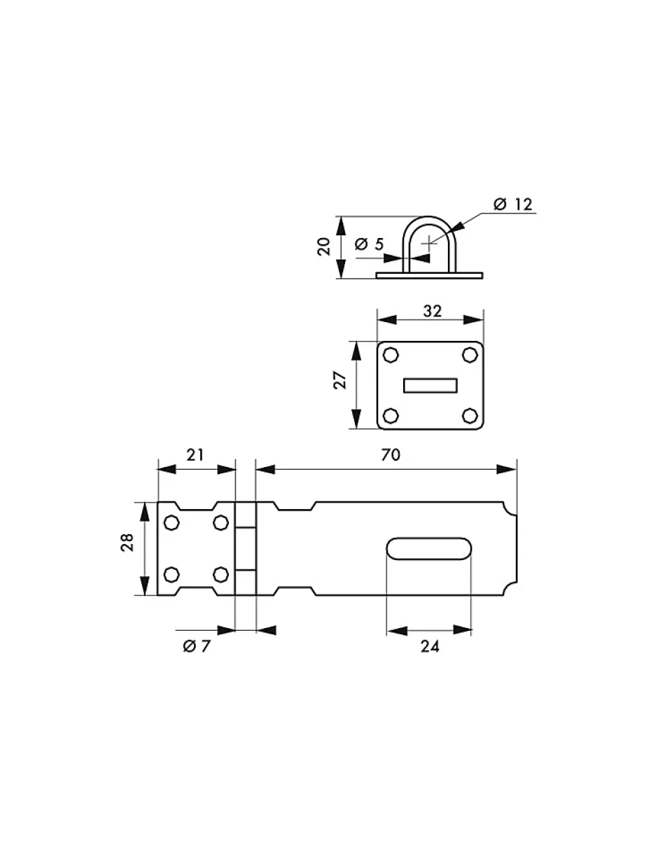 Porte cadenas, acier, fermeture de coffres et portes, 75mm --Thirard