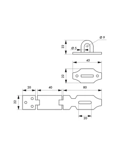 Porte-cadenas à recouvrement pour coffre et porte, acier, 120mm, zingué --Thirard Best