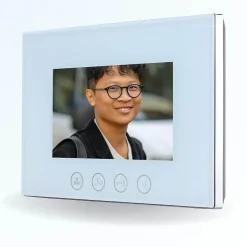 Portier interphone vidéo classic 4 fils pour 2 entrées - 1 appartement - 2 platines - 1 écran blanc 7