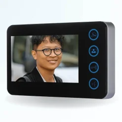Portier interphone vidéo modern 2 fils - 2 appartements - 2 écrans noirs - avec lecteur de badge-BT SECURITY Discount