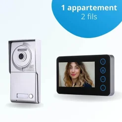 Portier interphone vidéo neo 2 fils - 1 appartement - 1 écran noir-BT SECURITY New