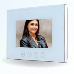 Portier interphone vidéo pino 4 fils pour 2 entrées - 1 appartement - 2 platines - 1 écran blanc 7