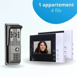 Portier interphone vidéo pili 4 fils - 2 écrans noirs^BT SECURITY Outlet