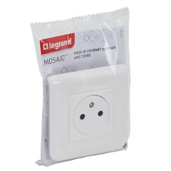 Prise 2 pôles + terre à vis Mosaïc blanc^Legrand Online