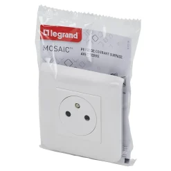 Prise 2 pôles + terre à vis Mosaïc blanc^Legrand Online