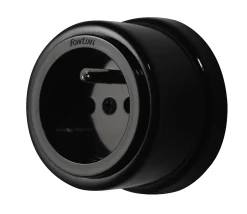 Prise 2 pôles + terre 16A Garby Porcelaine noire ronde^Fontini Clearance