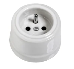 Prise 2 pôles + terre 16A Garby blanche ronde-Fontini Clearance