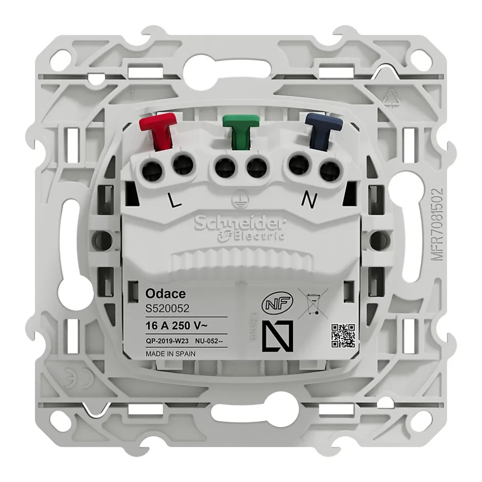 Prise 2 pôles + terre affleurante connexion rapide Odace blanc^Schneider Electric Clearance