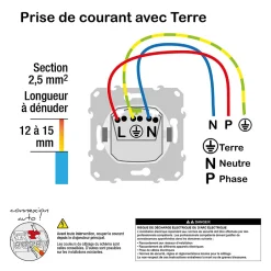 Prise 2 pôles + terre affleurante connexion rapide Odace anthracite^Schneider Electric Online