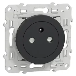 Prise 2 pôles + terre affleurante connexion rapide Odace anthracite^Schneider Electric Online