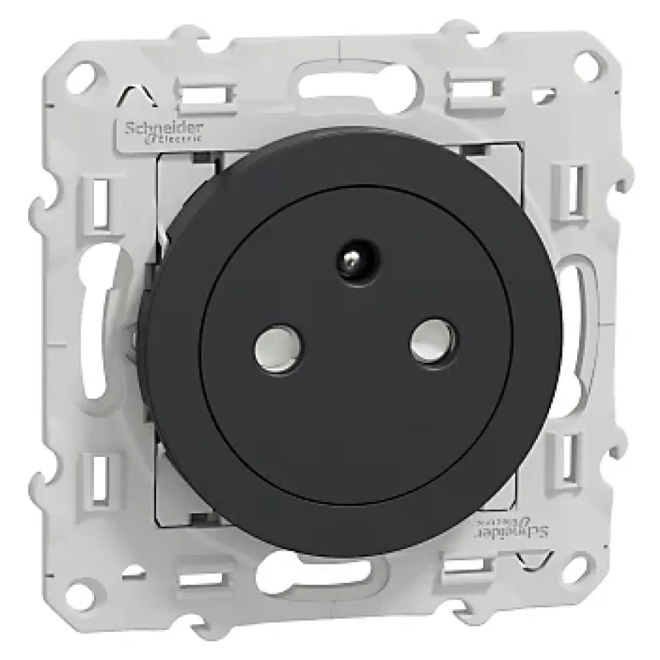 Prise 2 pôles + terre affleurante connexion rapide Odace anthracite^Schneider Electric Online