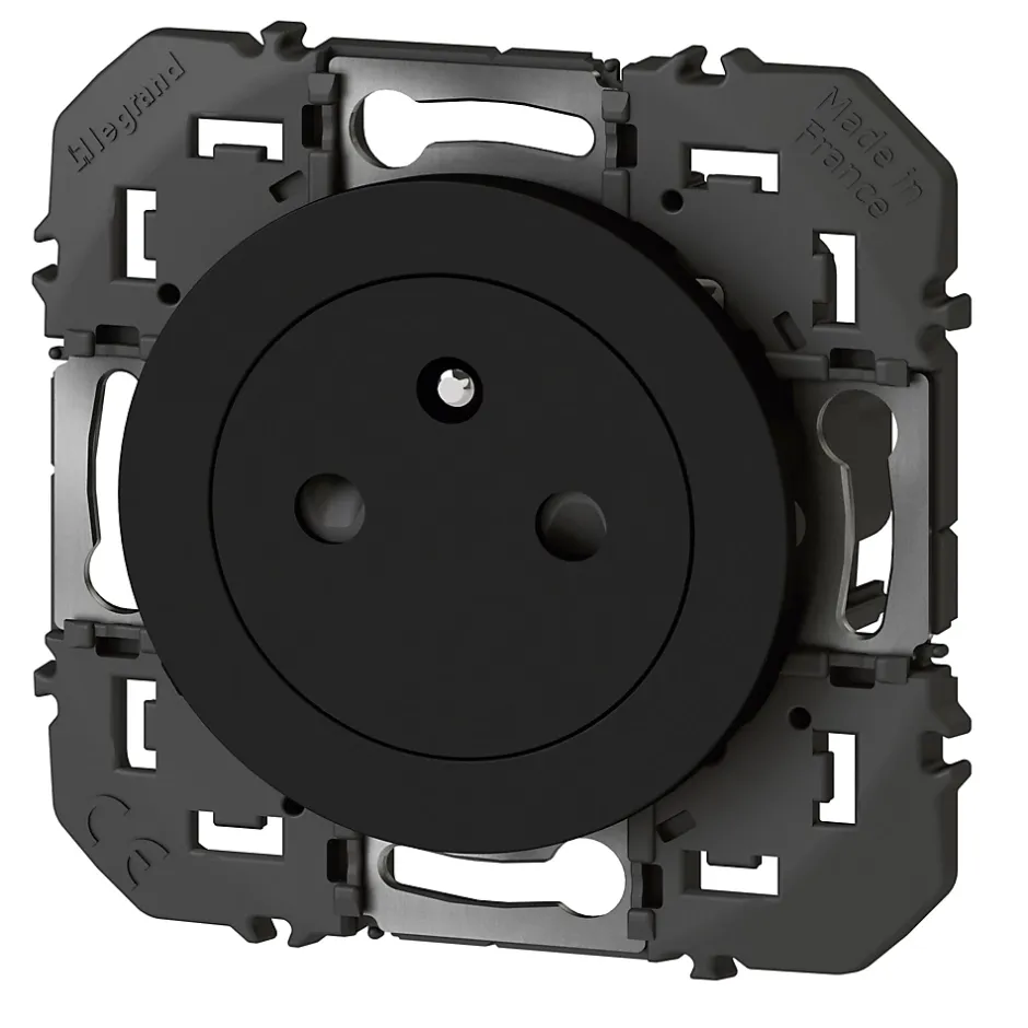 Prise 2 pôles + terre affleurante Dooxie noir carrée à composer^Legrand