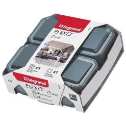 Prise 2 pôles + terre et 1 interrupteur Plexo gris vendue par 3 pièces-Legrand Discount