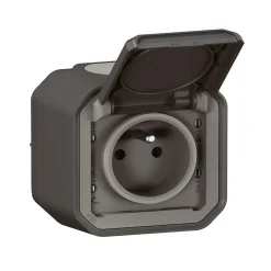 Prise 2 pôles avec terre complet saillie Plexo anthracite^Legrand New