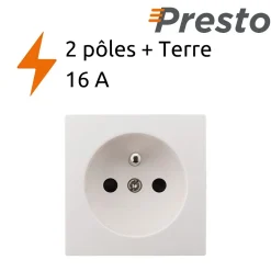 Prise 16A 2P+T en saillie - blanc - Presto --Zenitech New