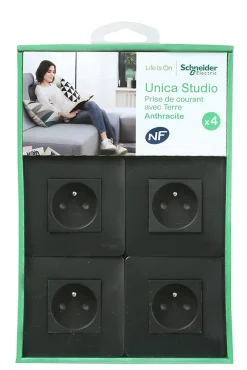 Prise avec terre complète Unica Déco anthracite, lot de 4^Schneider Electric Sale