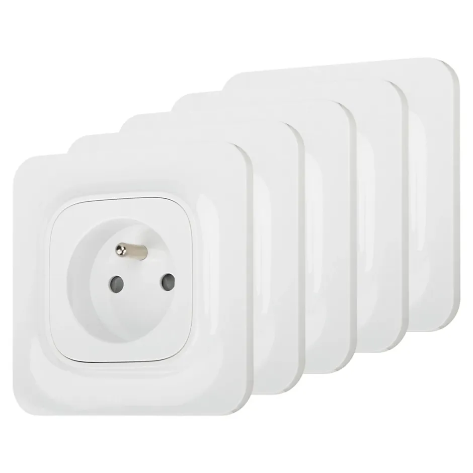 Prise avec terre Kennet blanc complet, lot de 5^Jacobsen Best