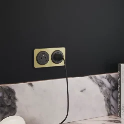 Prise avec terre Espen noir à composer, lot de 5^Jacobsen New