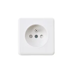 Prise avec terre monobloc en saillie blanc complet- Outlet