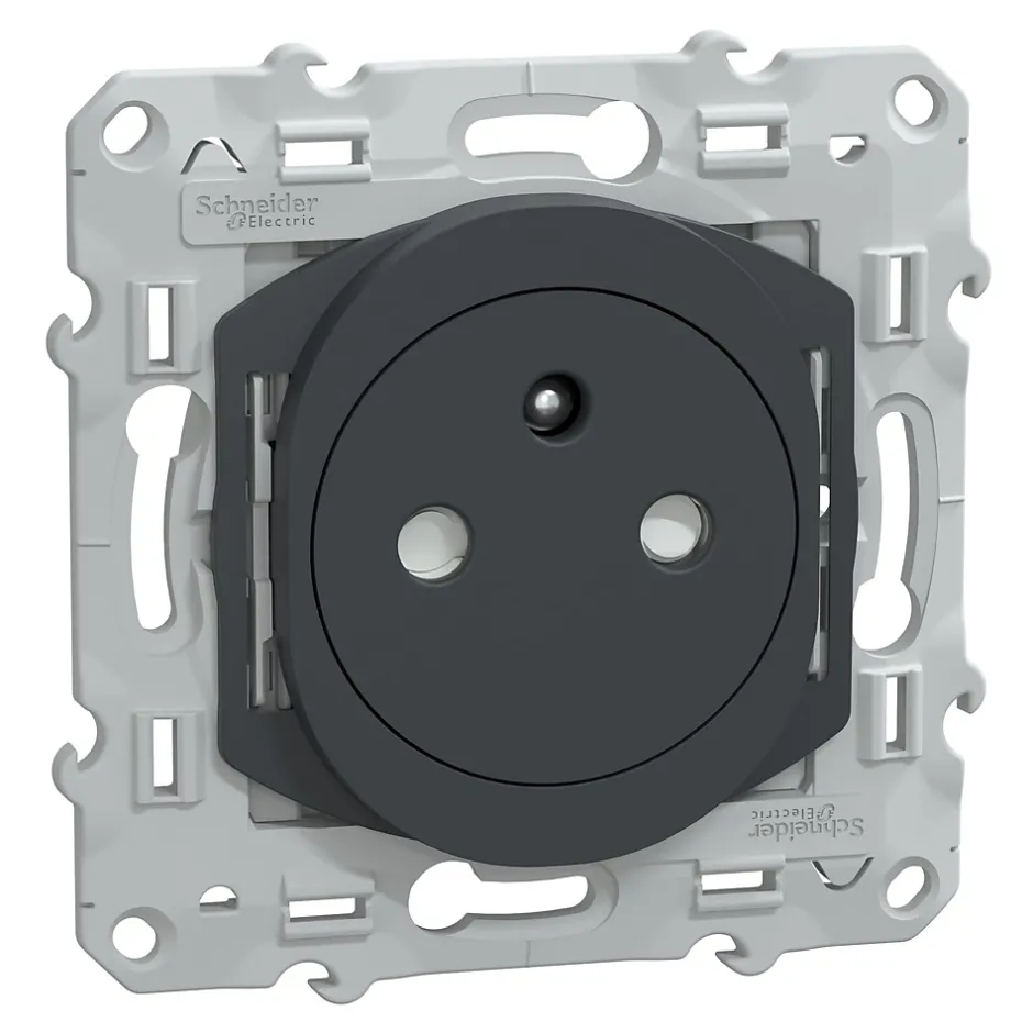 Prise de courant 2 pôles + terre affleurante 16A Ovalis anthracite^Schneider Electric Clearance