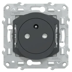 Prise de courant 2 pôles + terre affleurante avec griffes  Ovalis anthracite-Schneider Electric Outlet