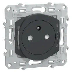 Prise de courant 2 pôles + terre affleurante avec griffes  Ovalis anthracite-Schneider Electric Outlet