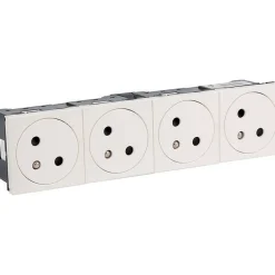 Prise de courant 4 X 2P+T surface Mosaic Link - 8 modules - 4 postes - Blanc-Legrand Hot