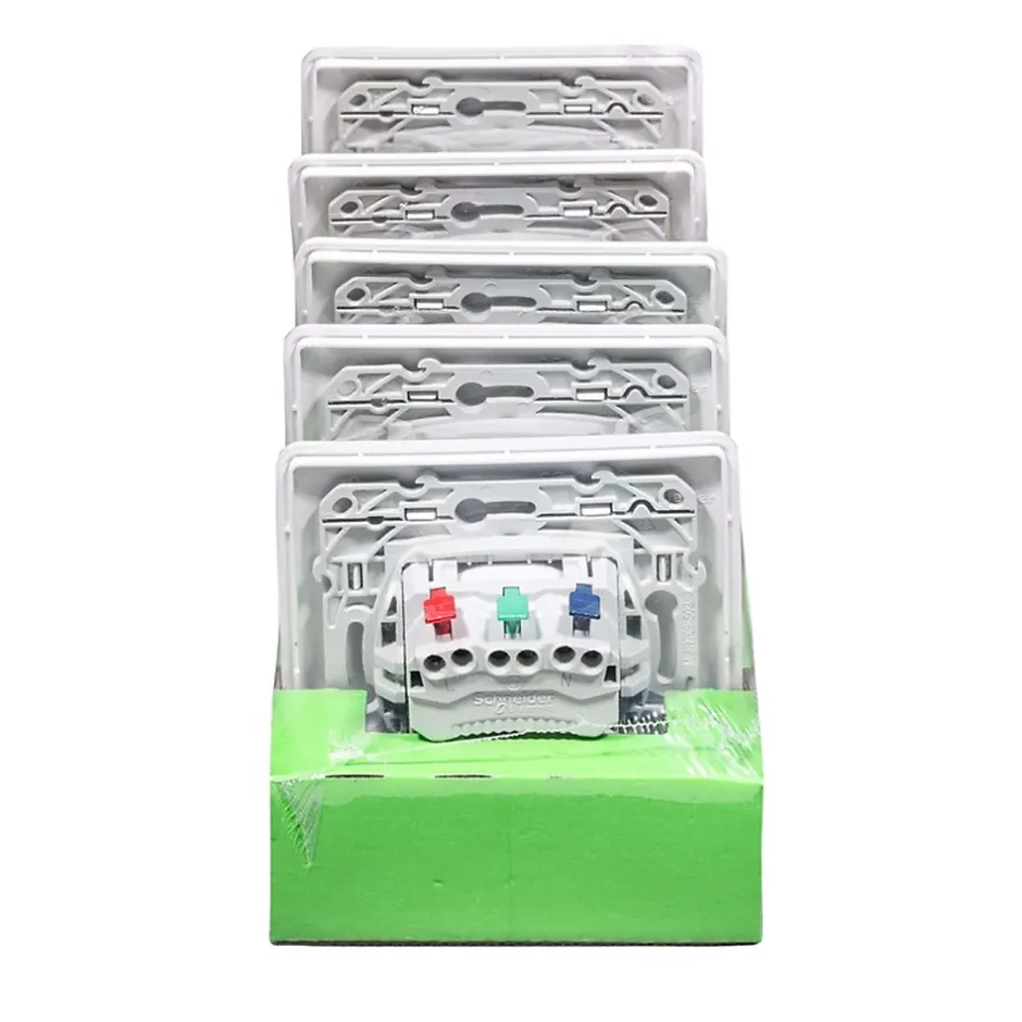 Prise de courant avec terre affleurante complète Ovalis blanc, lot de 5-Schneider Electric Best