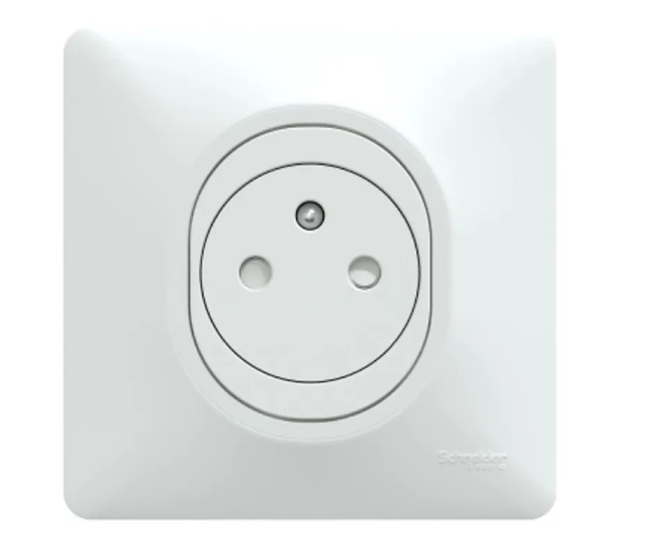 Prise de courant avec terre affleurante complète Ovalis blanc, lot de 5-Schneider Electric Best