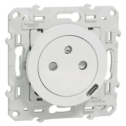 Prise de courant avec terre affleurante + usb C 10.5W Odace blanc^Schneider Electric Online