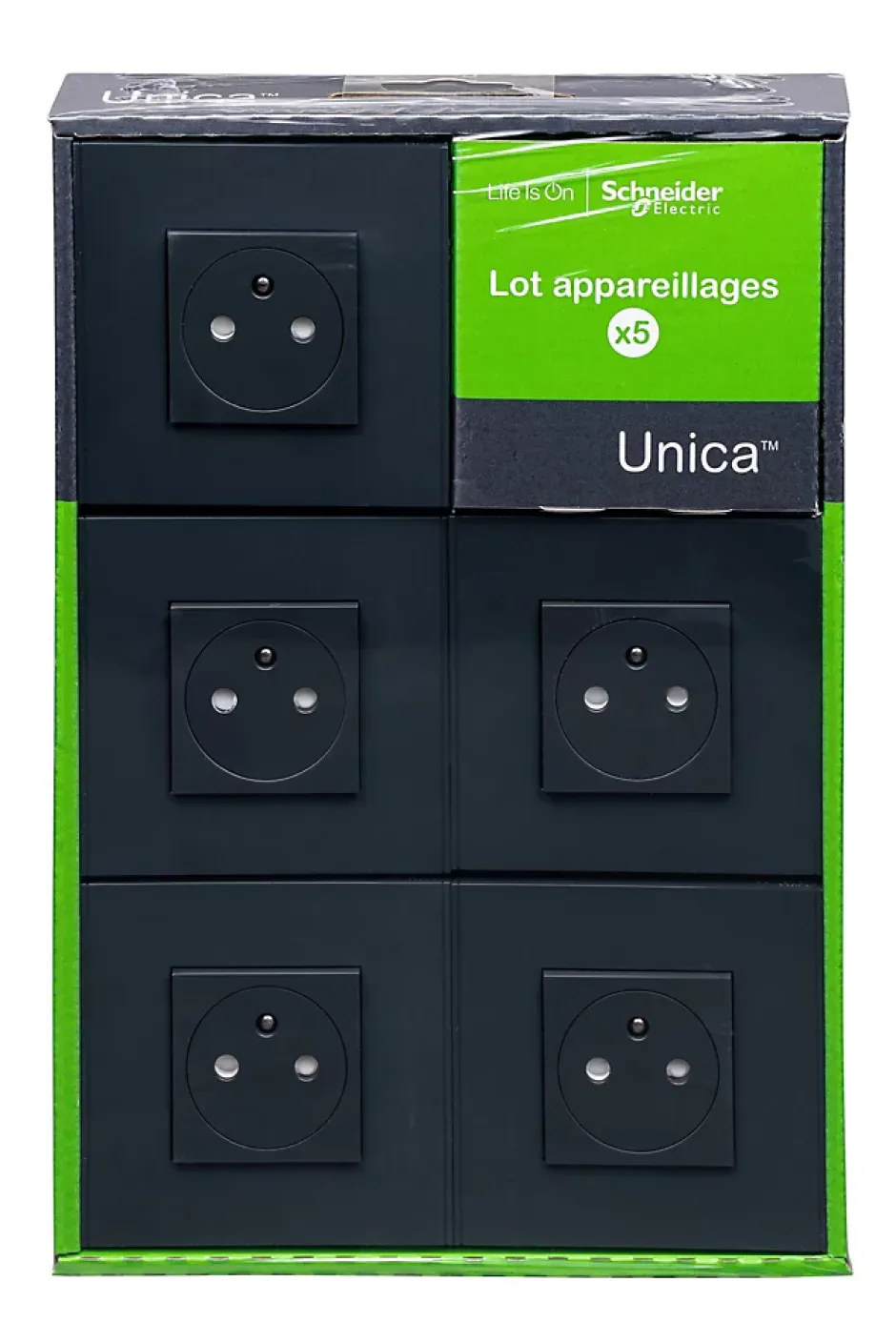 Prise de courant avec terre anthracite, lot de 5^Schneider Electric Sale