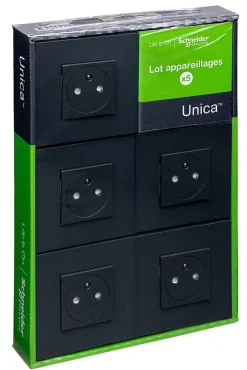 Prise de courant avec terre anthracite, lot de 5^Schneider Electric Sale