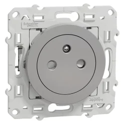 Prise de courant avec terre affleurante 16A Odace aluminium-Schneider Electric Sale