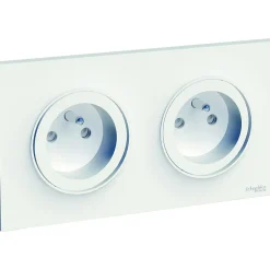 Prise de courant double avec terre complète Odace blanc^Schneider Electric New