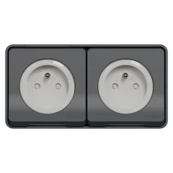 Prise de courant double avec 2 pôles + terre étanche complète saillie Mureva Styl anthracite^Schneider Electric New