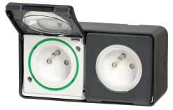 Prise de courant double avec 2 pôles + terre étanche complète saillie Mureva Styl anthracite^Schneider Electric New