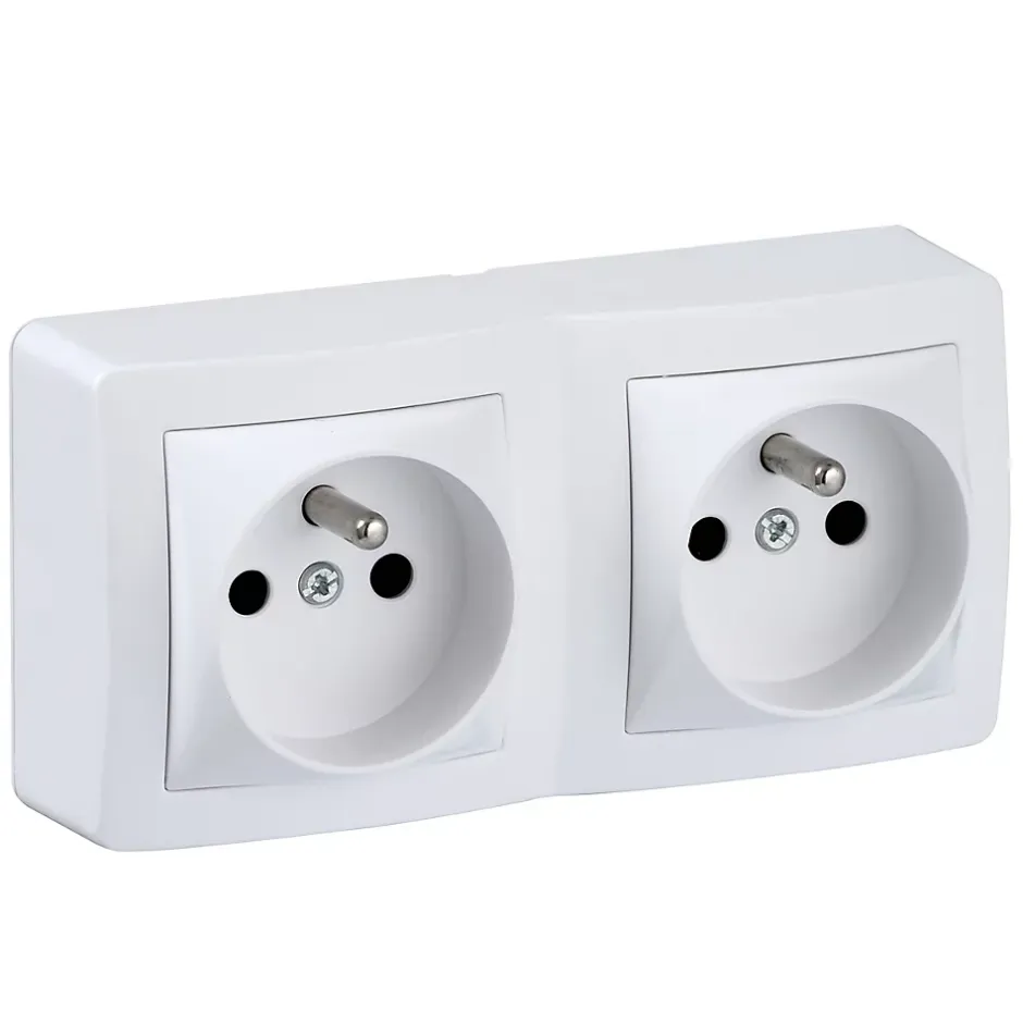 Prise de courant double avec 2 pôles + terre complète saillie Alréa blanc^Schneider Electric Hot