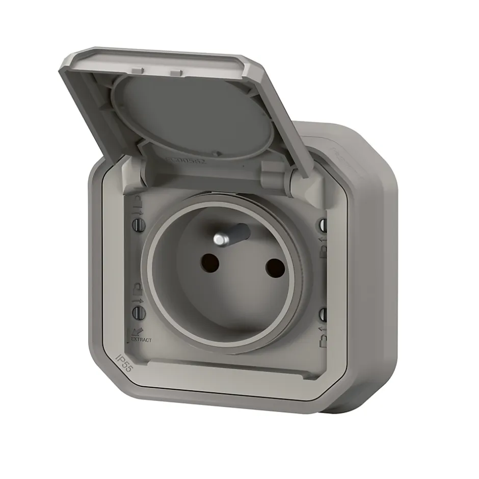 Prise de courant étanche à encastrer Plexo gris 16A, 250V - 070031L -^Legrand Outlet
