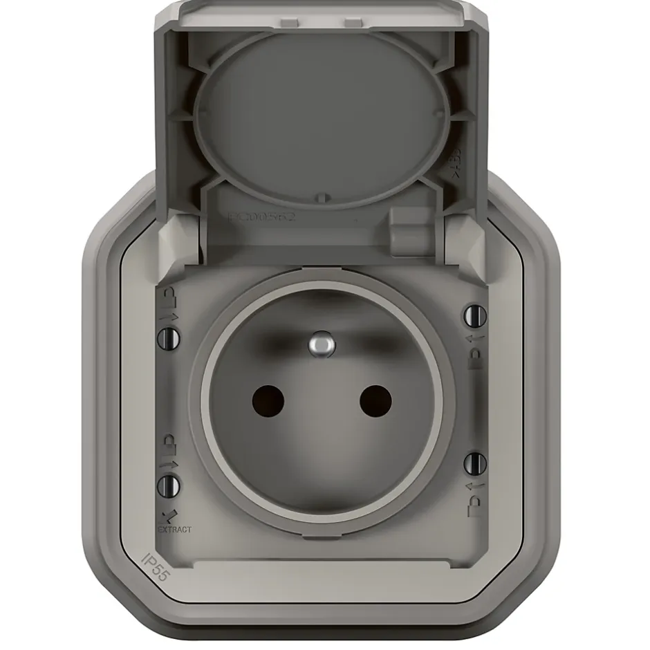 Prise de courant étanche à encastrer Plexo gris 16A, 250V - 070031L -^Legrand Outlet