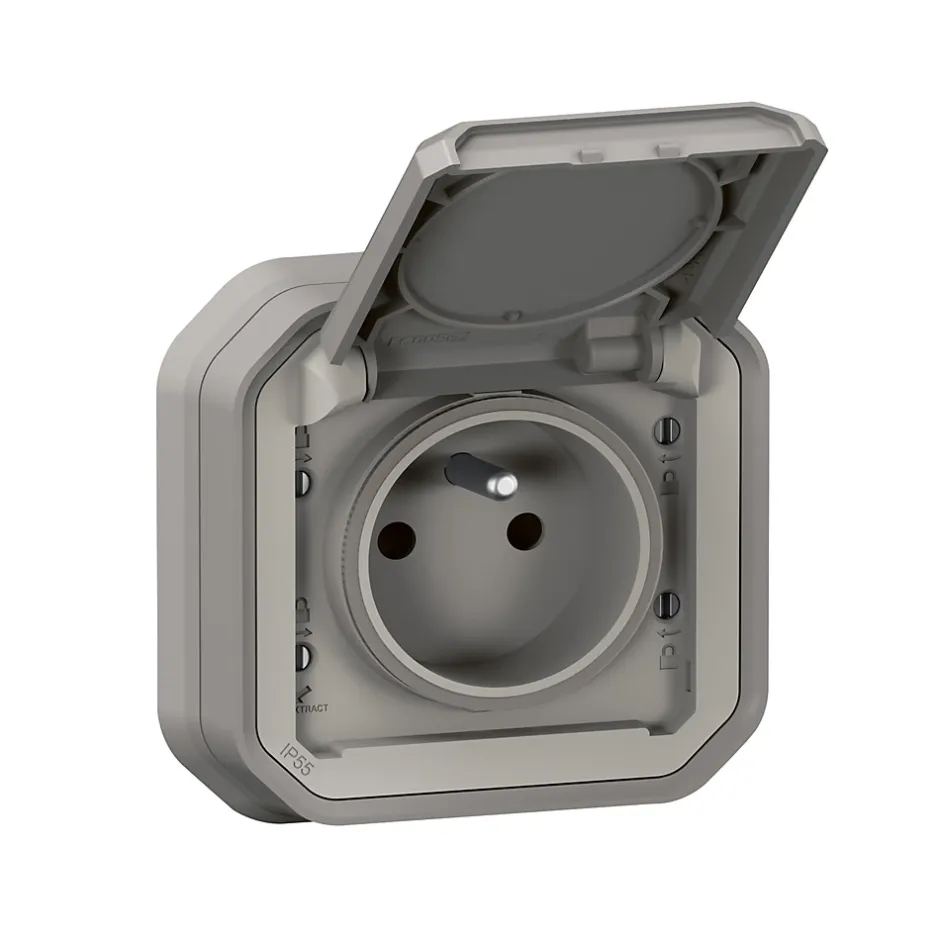Prise de courant étanche à encastrer Plexo gris 16A, 250V - 070031L -^Legrand Outlet