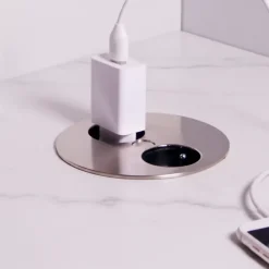 Prise plan de travail ALTON - Double prise à encastrer inox^Cuisissimo