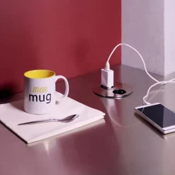 Prise plan de travail ALTON - Double prise à encastrer inox^Cuisissimo