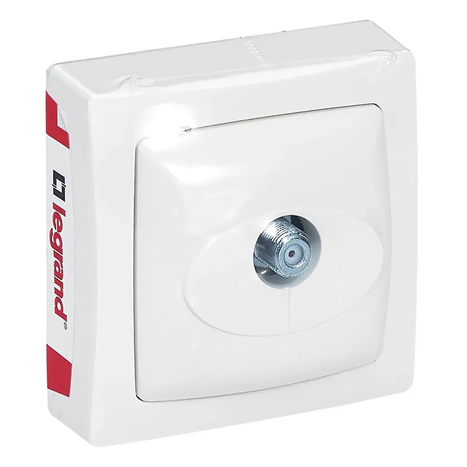 Prise télévision SAT type ''F'' ASL blanc en saillie.-Legrand Online