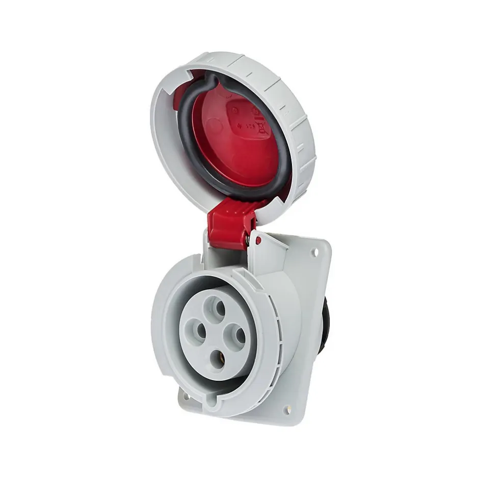 Prise Triphasé 32a 3p+t - 4 Broches - Encastrable Sur Coffret - étanche Ip67 --Ide New