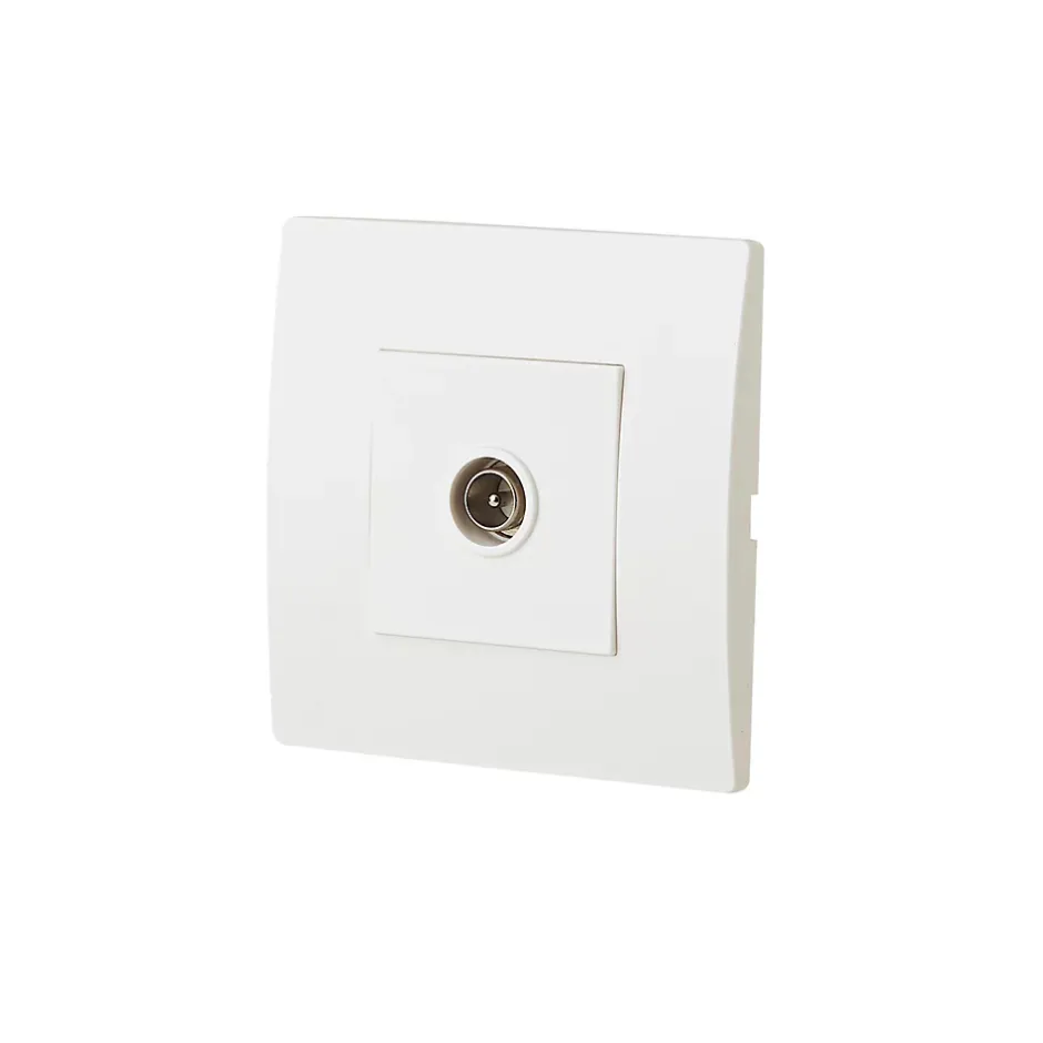 Prise TV simple encastrable blanc complet^ Online